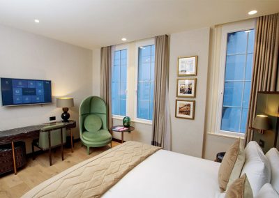 Premium hotel room with quality furnishings and two large windows with Granada secondary glazing to reduce noise